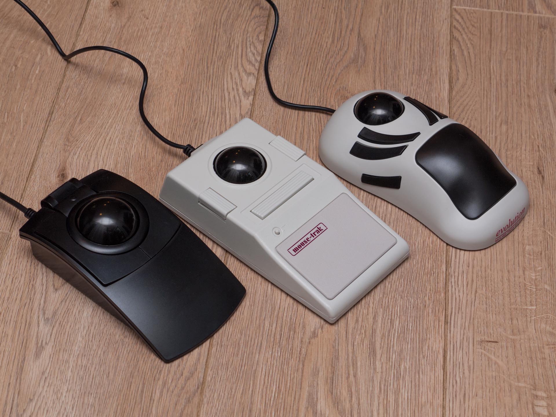 Left to right: CST L-Trac CST2545-5XW-RC, ITAC Mouse-Trak Professional Desktop and ITAC Mouse-Trak Evolution.
