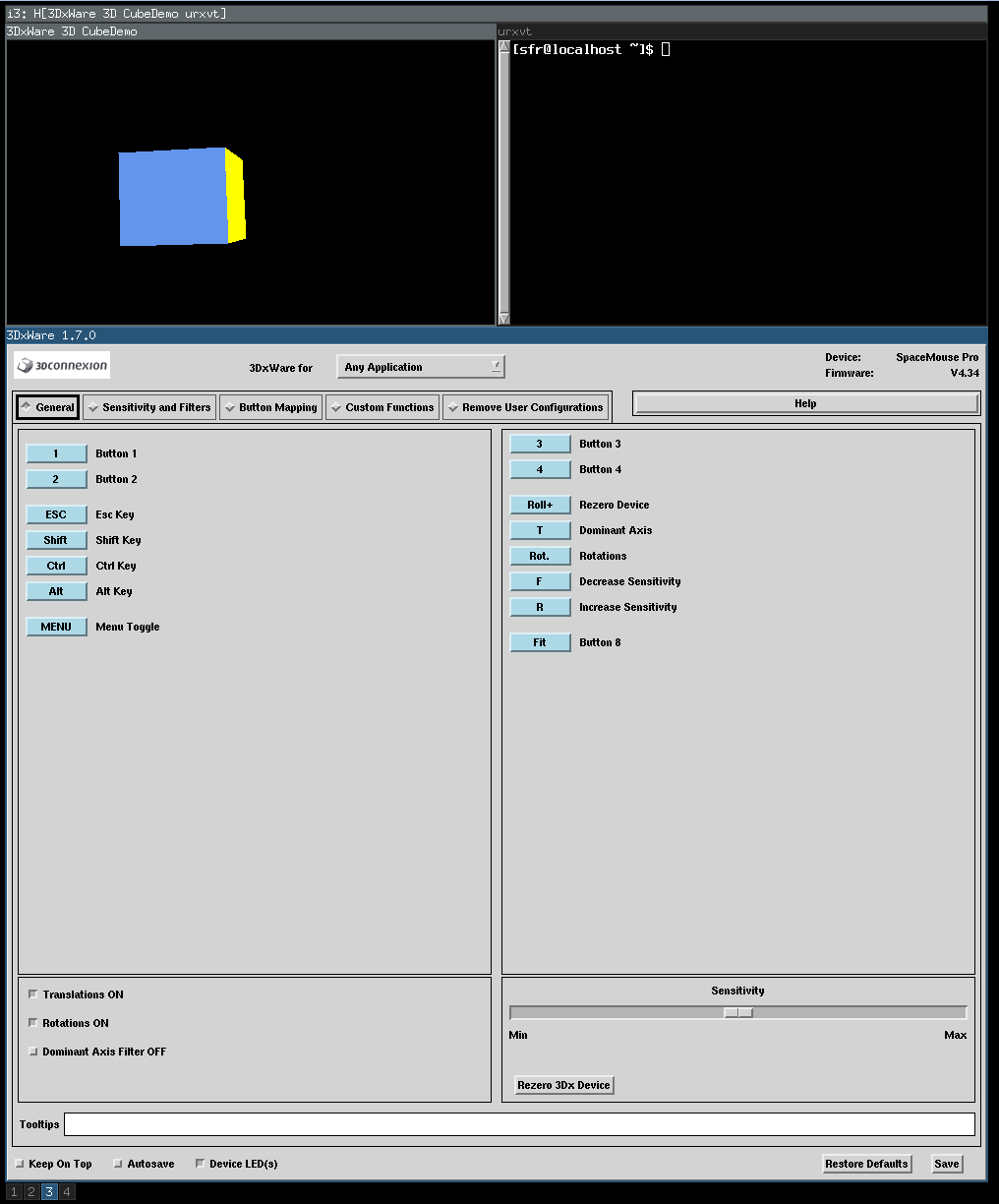 Linux spacenavd config