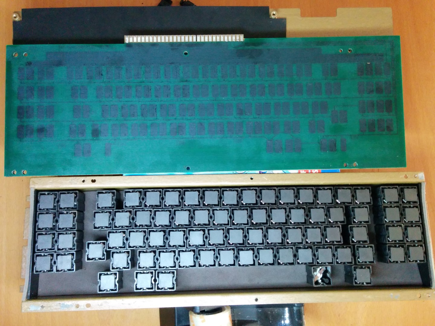PCB and switches before reassembly