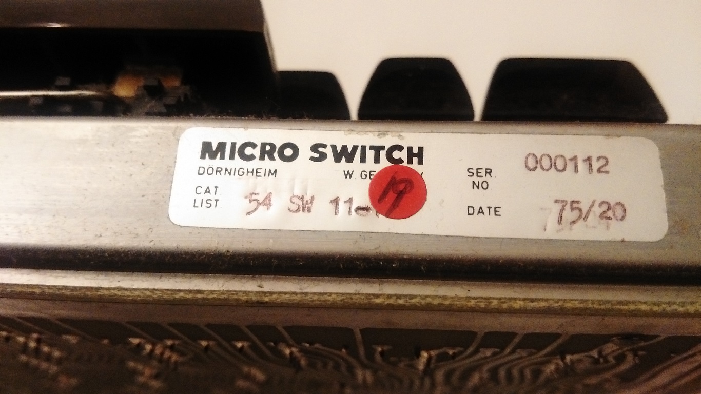 Decision Data 8010 -  Micro Switch label from 1975
