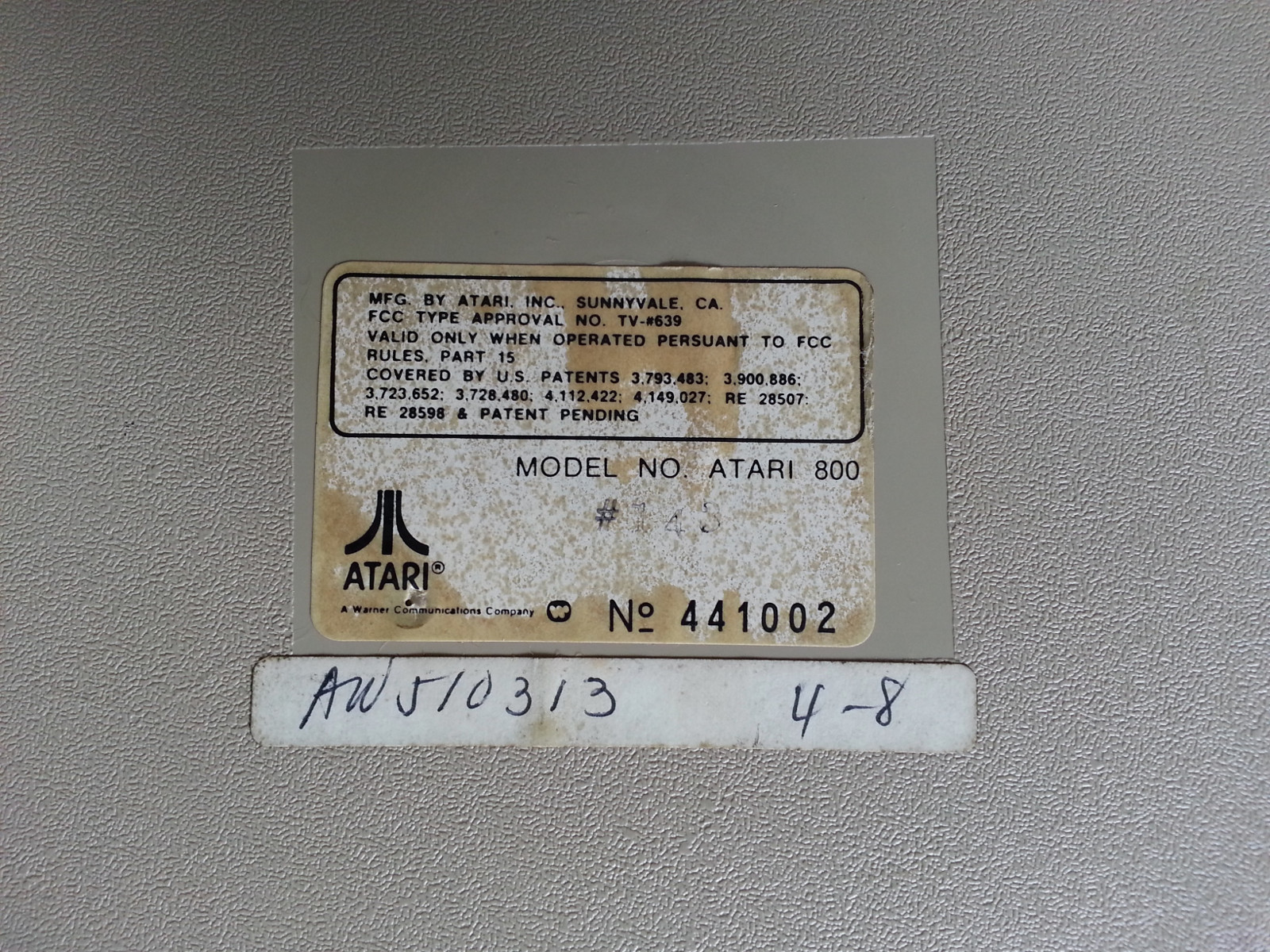 Atari 800 NTSC label