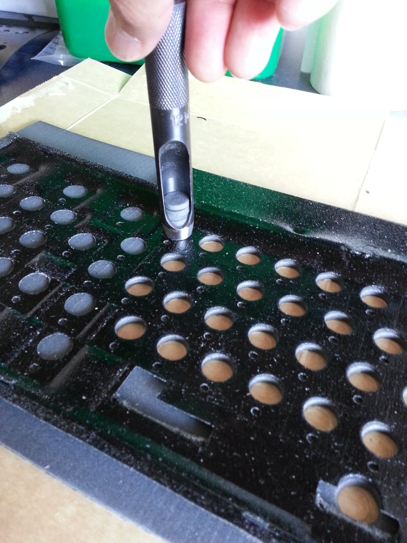 Cutting the 12 mm (1/4 inch) holes
