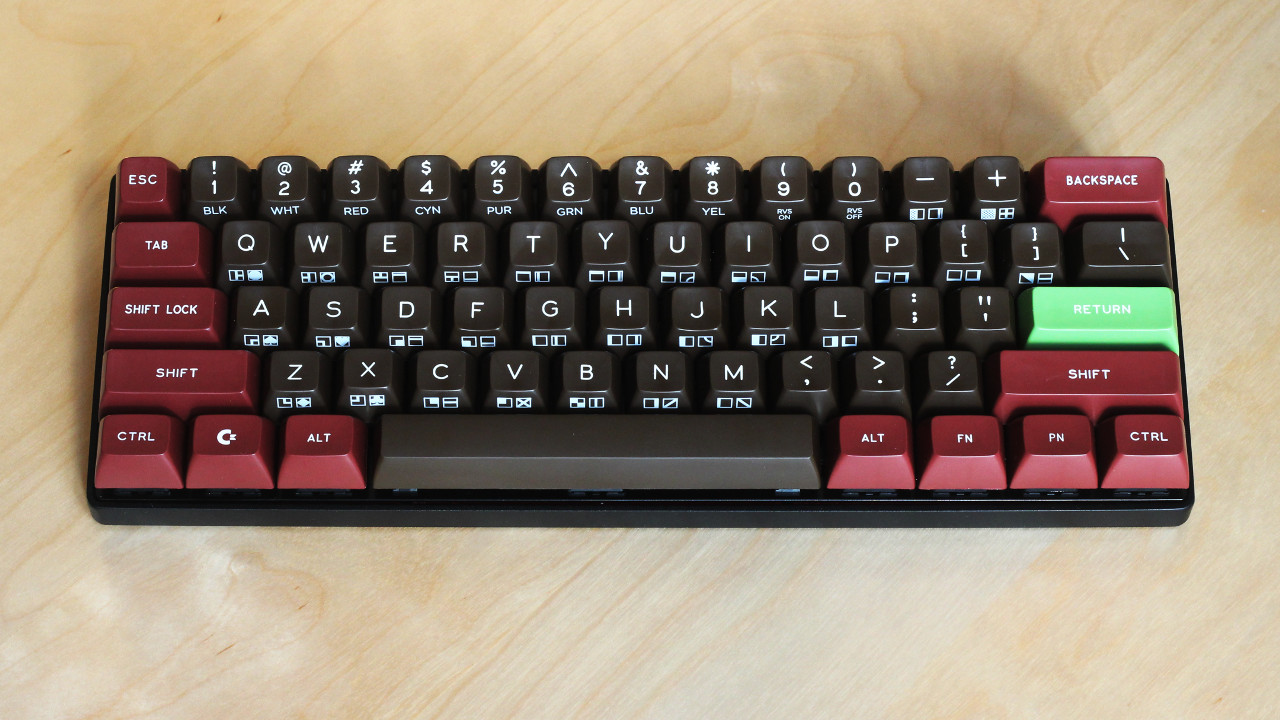 Pok3r with SA Retro (Burgundy PETSCII)