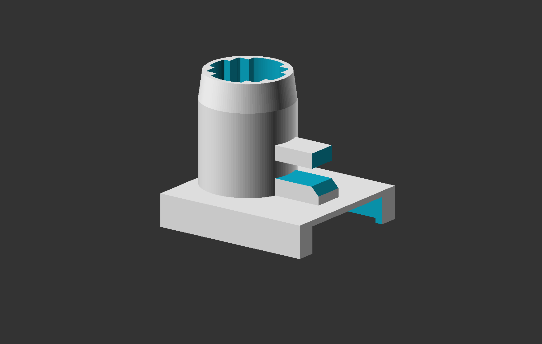 Barrel with spacebar stabilizer integrated.  This seemed like the most elegant solution (avoiding any spot welding in the manufacturing process, and allowing &quot;easy&quot; replacement should the need ever arise).  The clip itself has substantially more girth than the M or F stabilizer clips