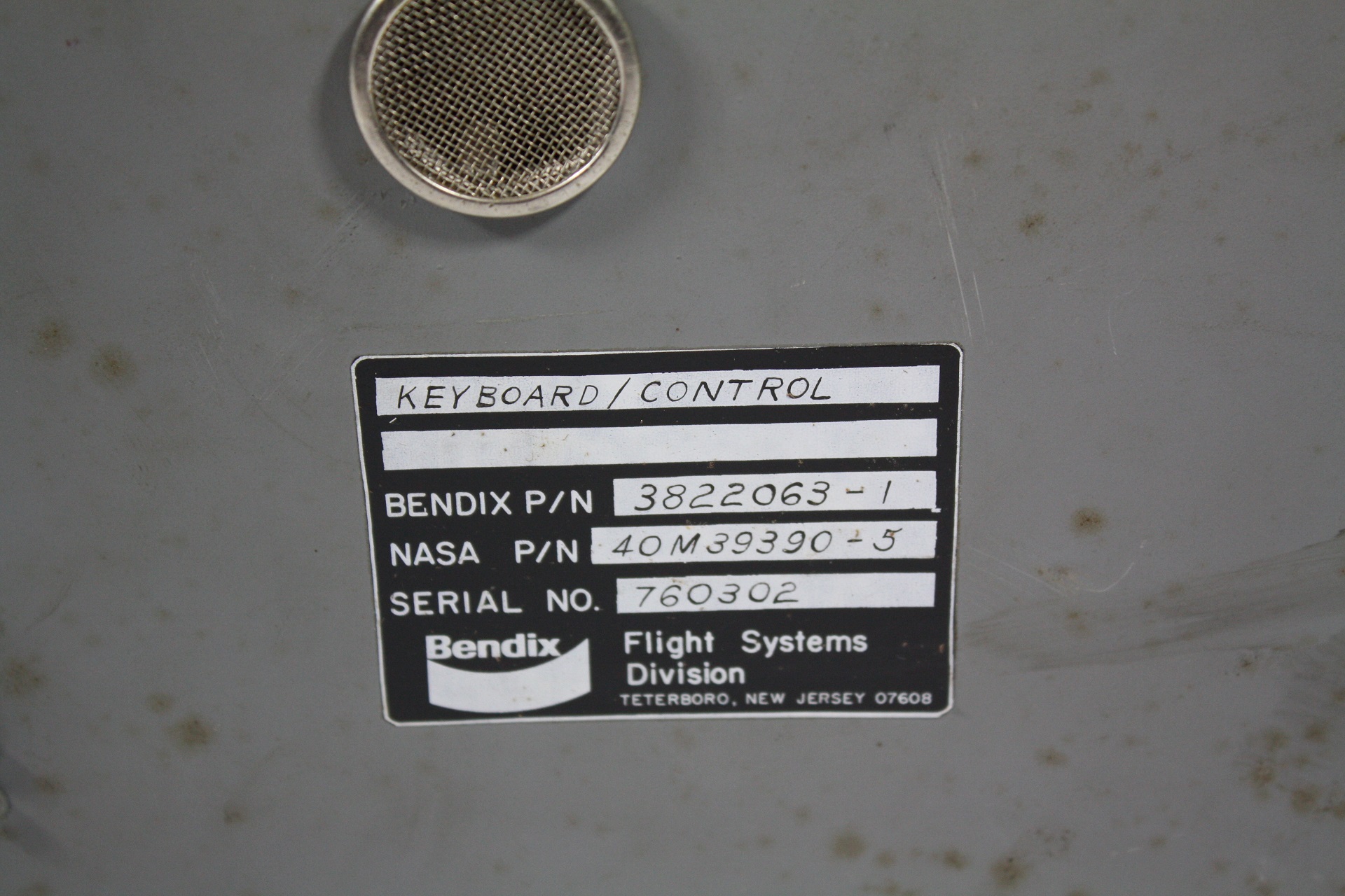 Bendix keyboard - rear label