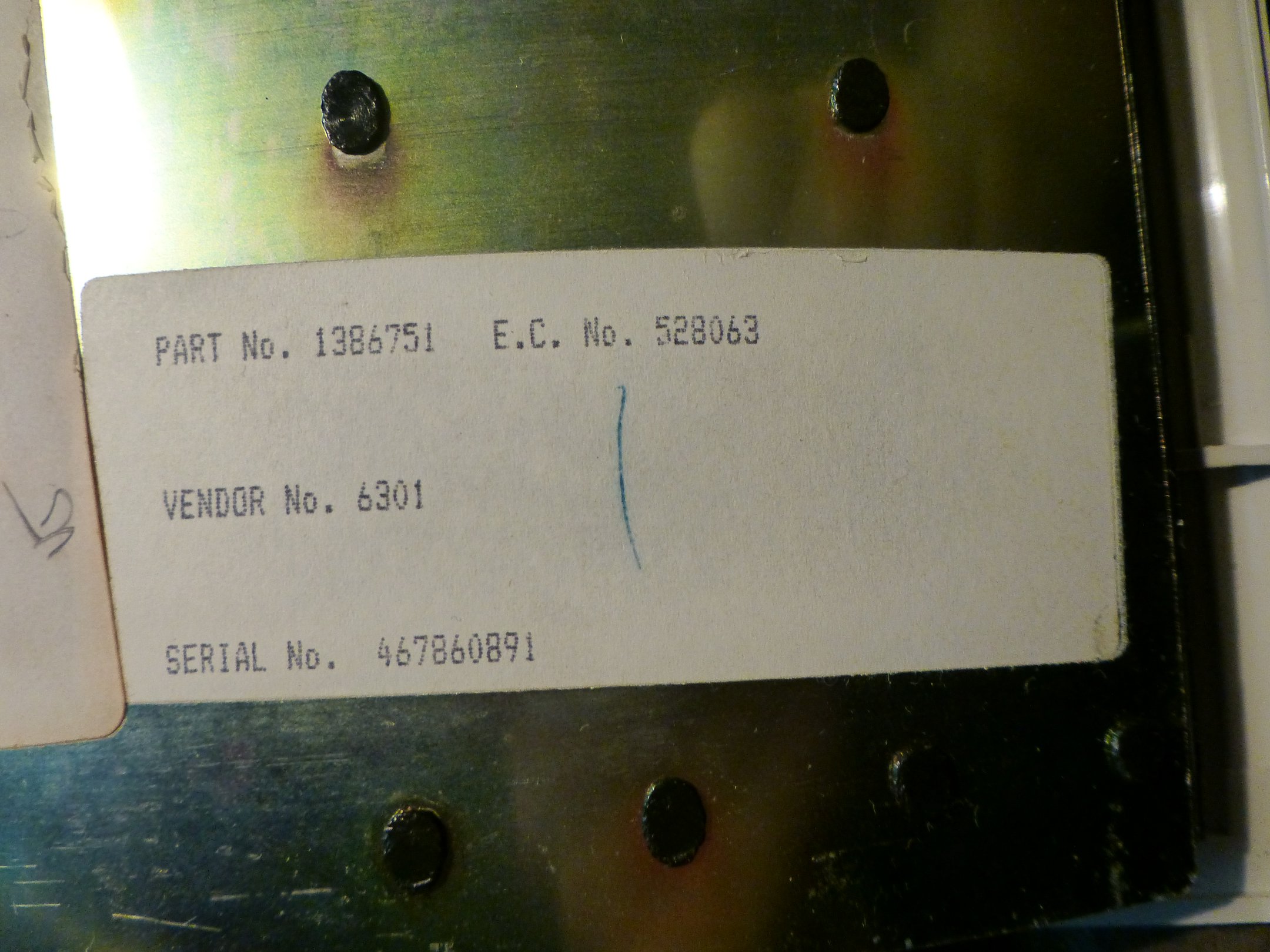 close up of smaller label on assembly bottom