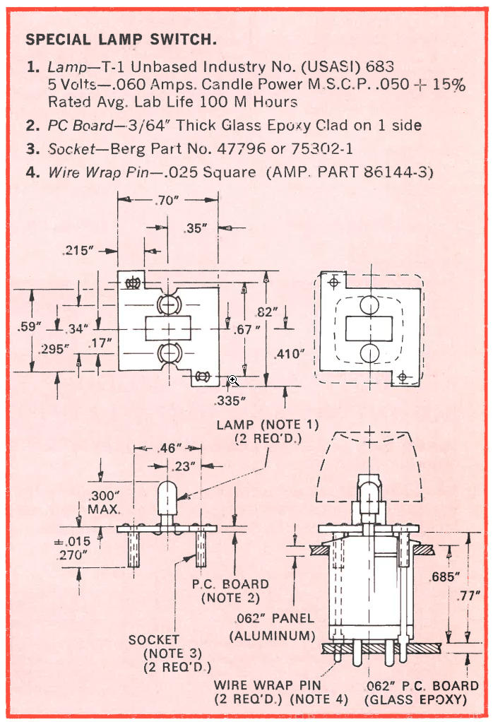 1973 catalogue: Cherry gold crosspoint switch illumination option