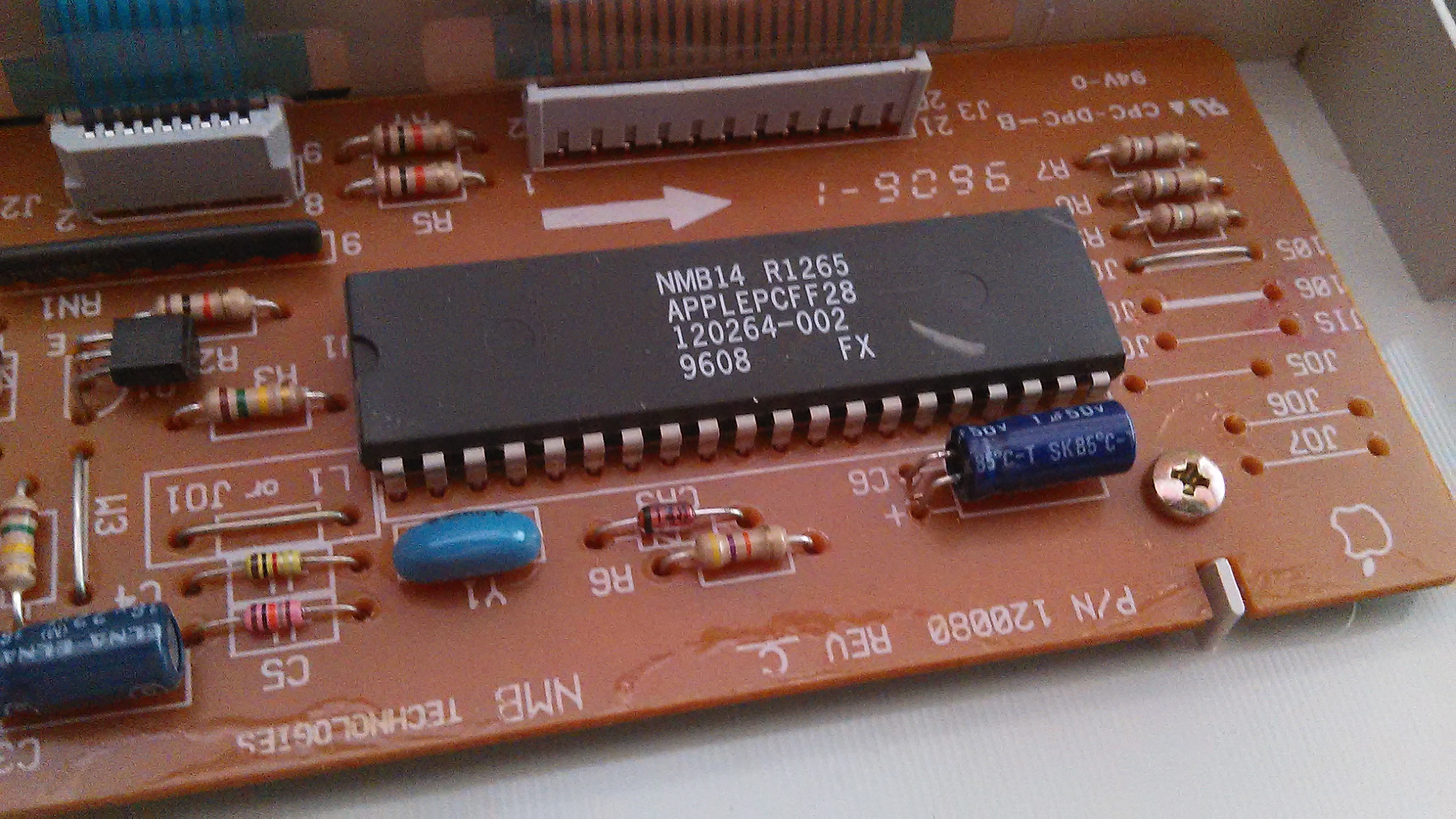Notice that the board IS made by NMB Technologies. Also notice the 2 ribbon cables that is connected to it.