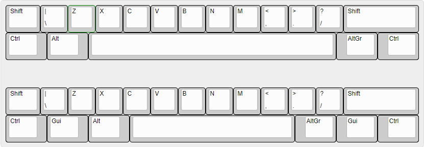 Bottom rows with symmetrical bottom row mods.
