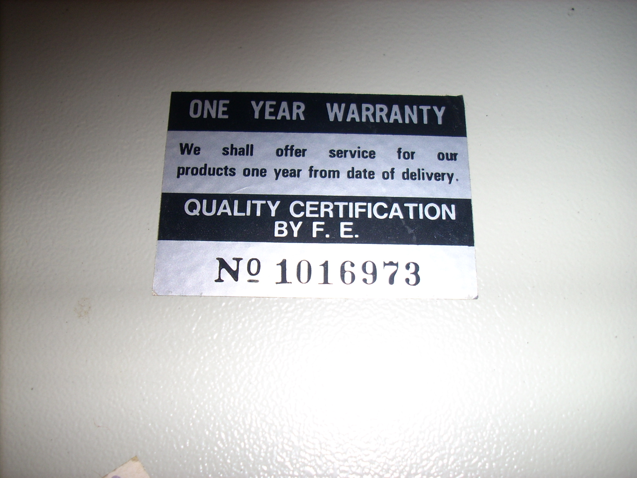 warranty sticker