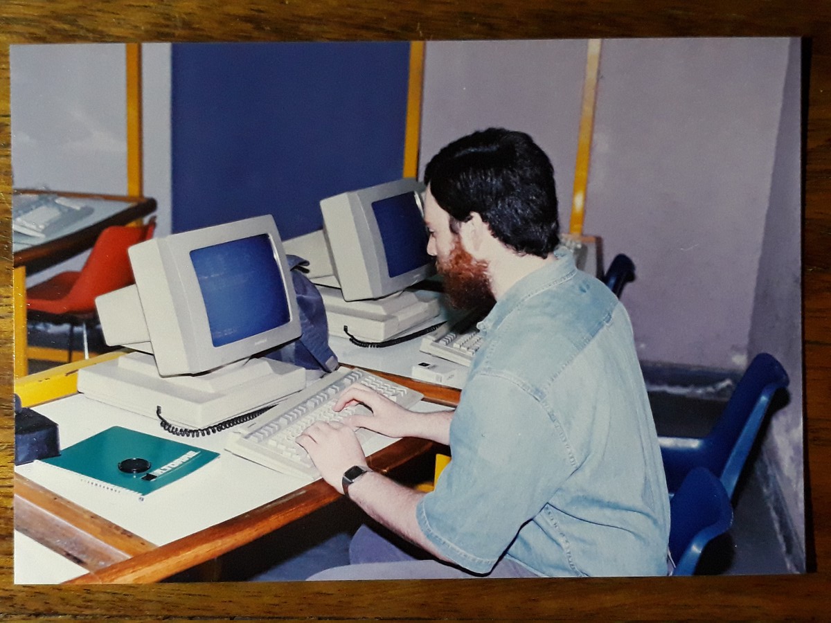 14 March 1994: bearded git on an Ampex 220 terminal.