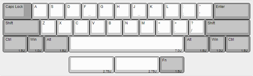 Symmetrically split space bar.