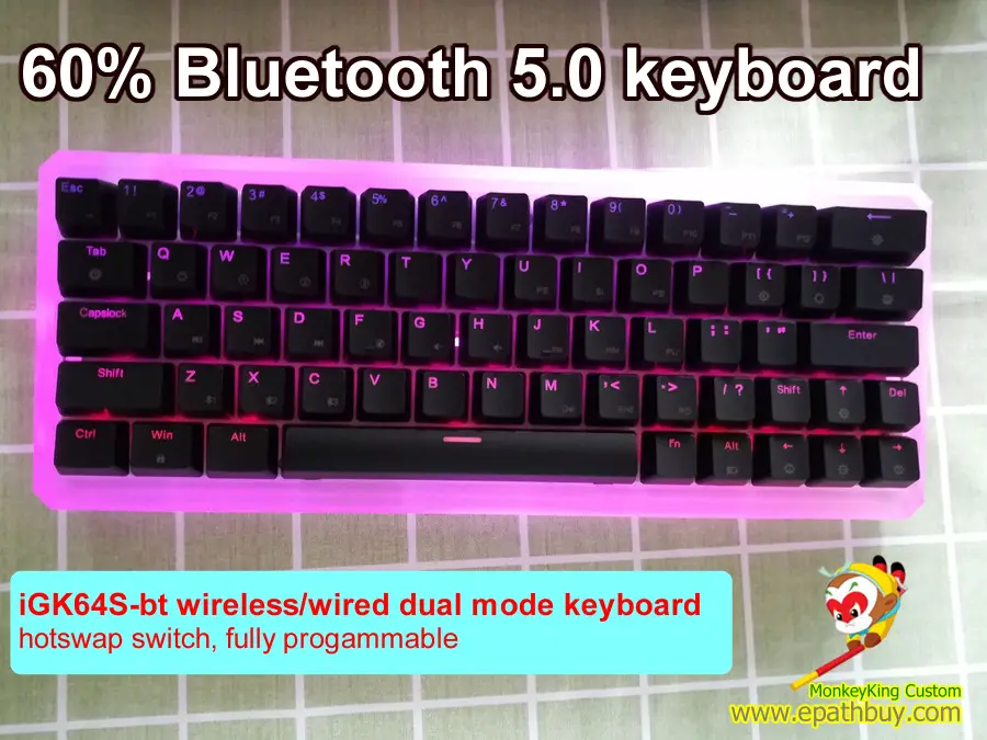 compact wireless bluetooth mechanical keyboard 60% 64 keys.jpg