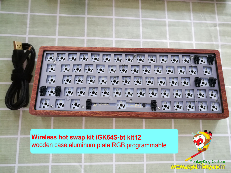 GK64s wooden bluetooth keyboard 60% diy kit.jpg
