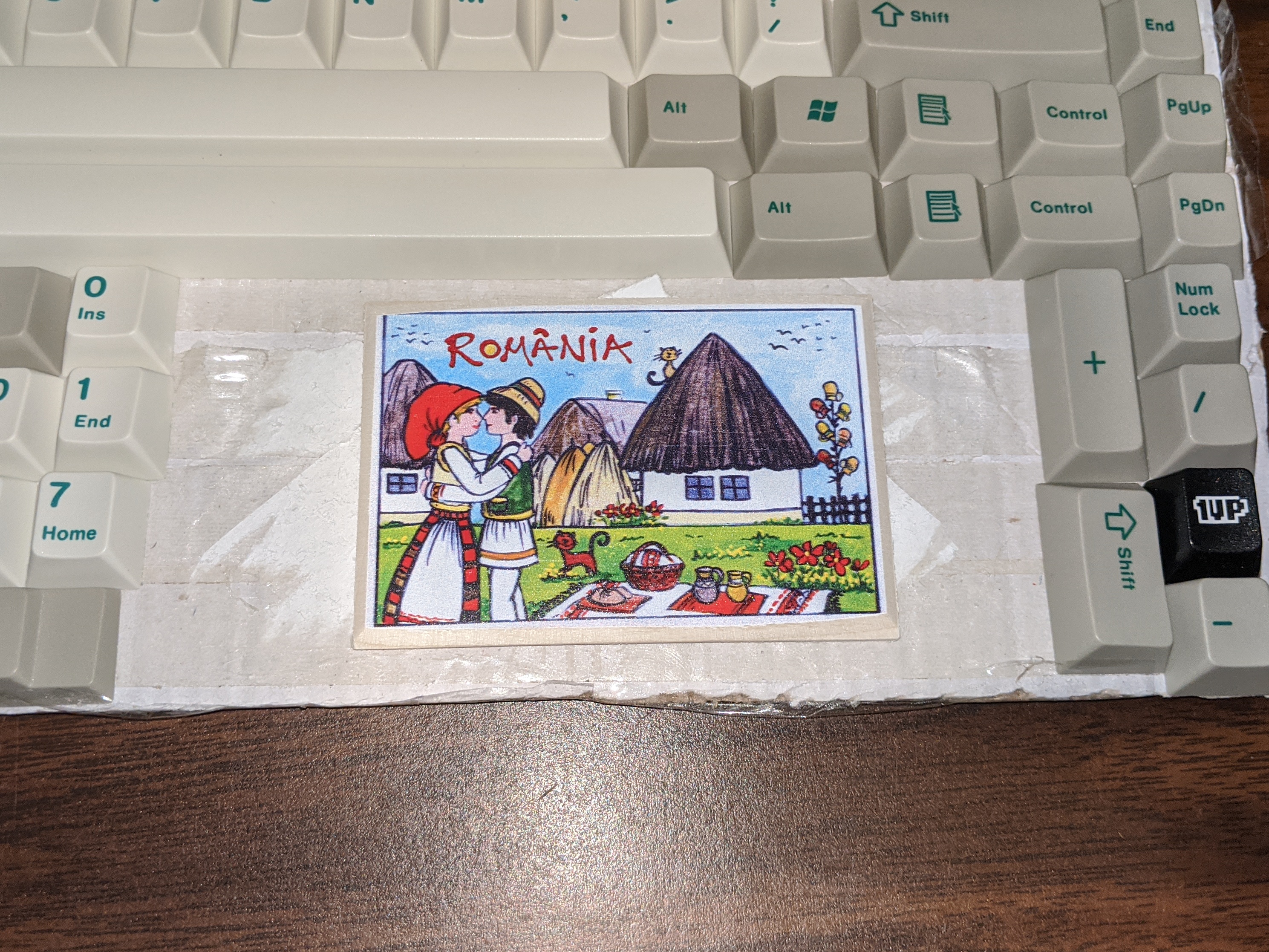 Refrigerator magnet, printed on wood, Romanian countryside picnic