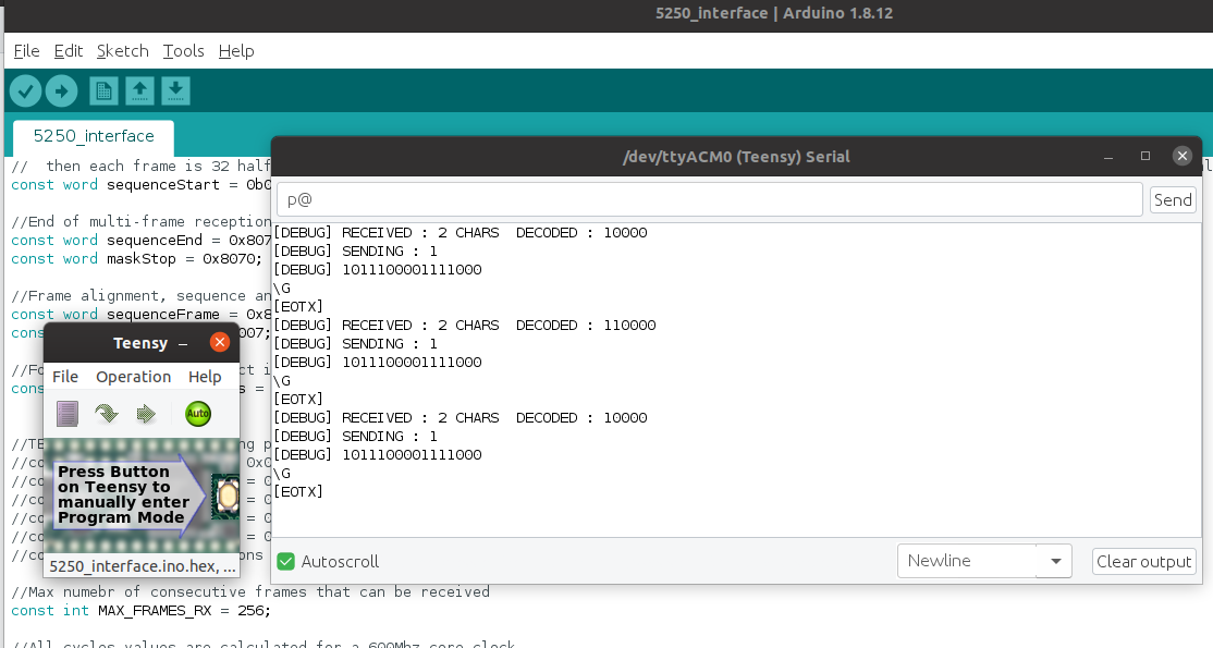 Sending commands to the 5251 and getting responses from the Arduino serial console