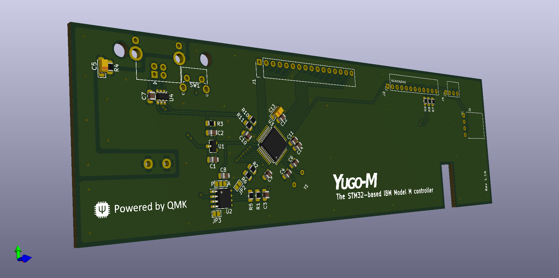 Render of the last revision. Circuit is tested, I just still don't have any assembled PCBs that look like this.