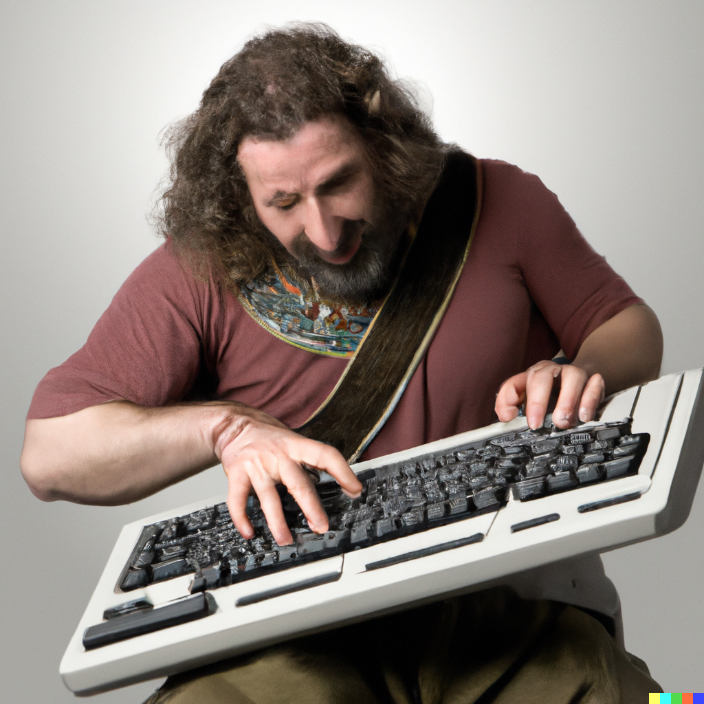 DALL·E 2022-07-13 15.57.18 - a renaissance painting of barbarian wielding an IBM keyboard .png