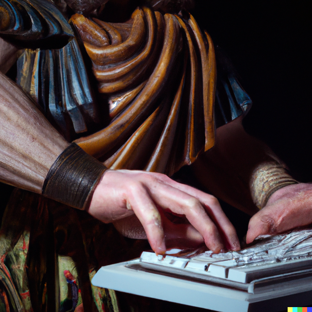 DALL·E 2022-07-13 16.33.26 - a renaissance painting of barbarian wielding an IBM keyboard .png