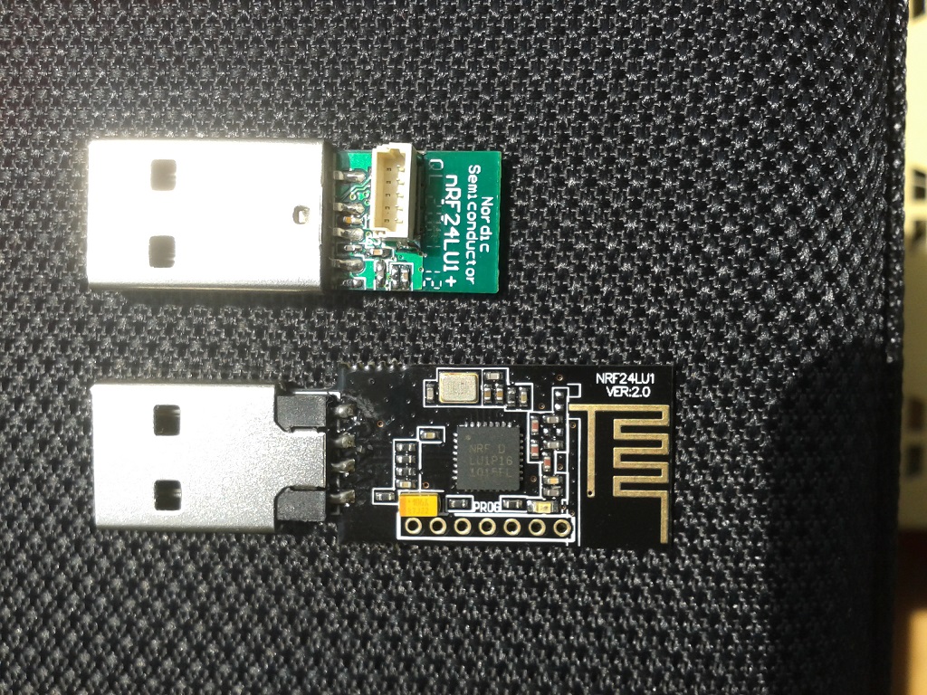 The nRF24LU1+ dongles